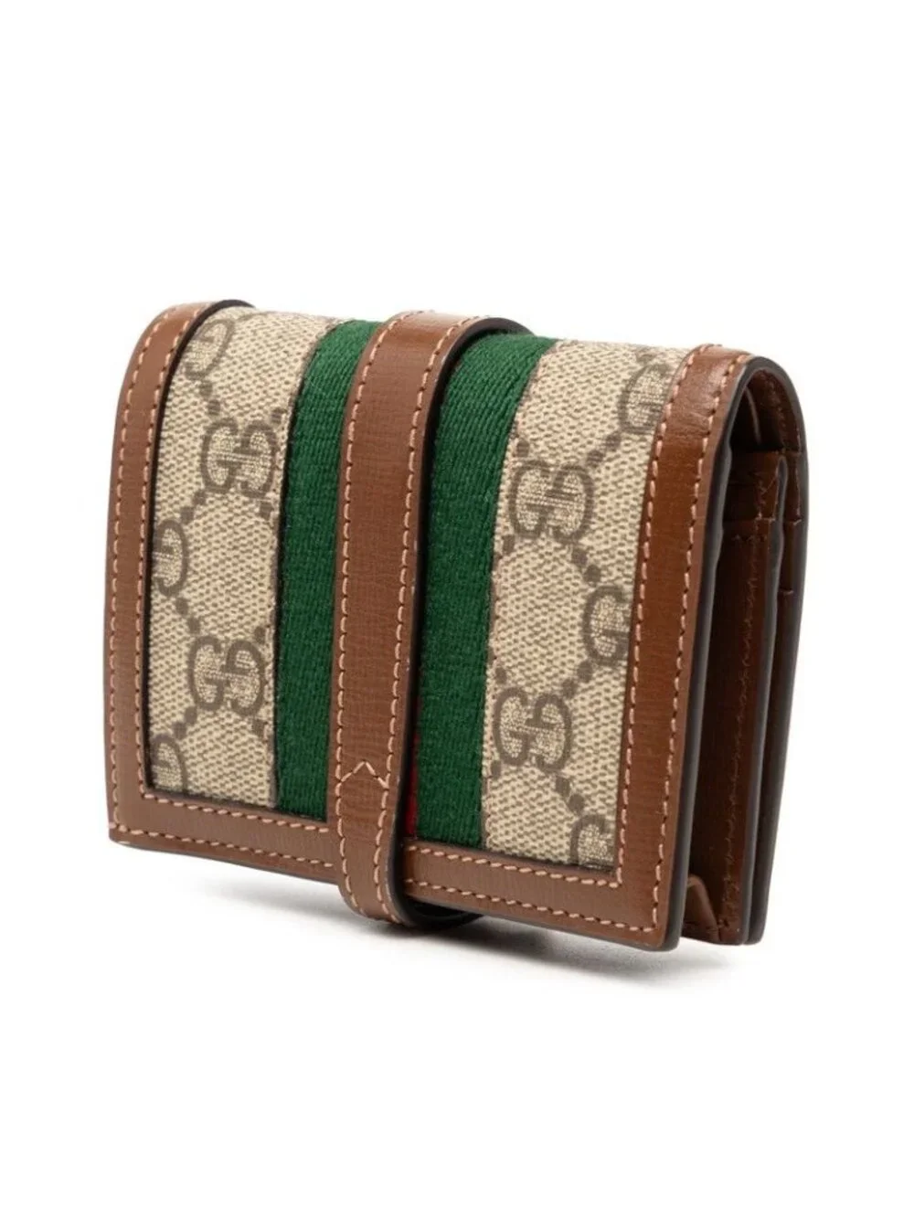 Gucci GG Supreme Jackie Bifold Wallet Compact Beige Brown Leather - Picture 2 of 7